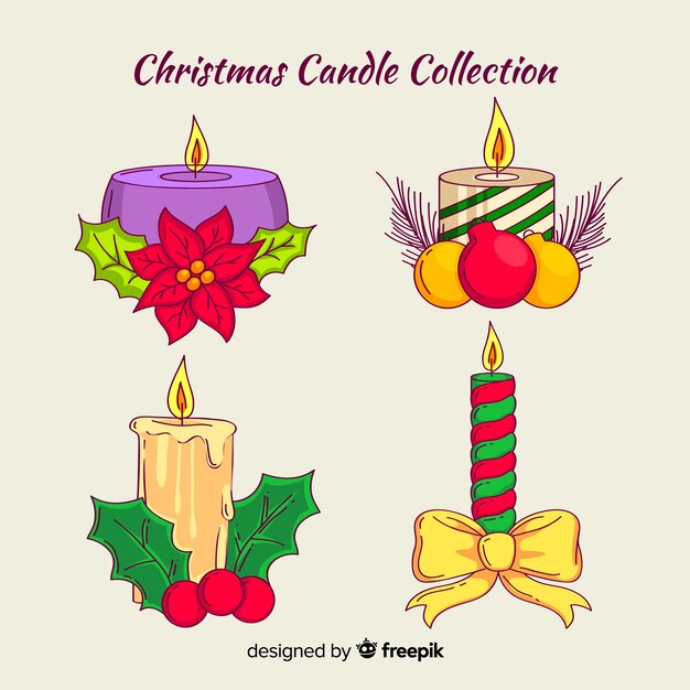 Colección velas navidad con adornos
