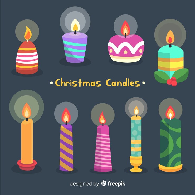 Vector gratuito colección velas navidad coloridas
