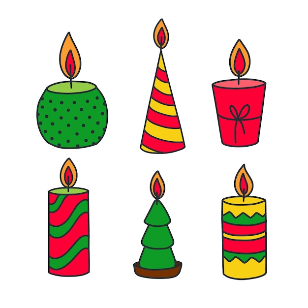 Vector gratuito colección de velas de navidad dibujadas a mano