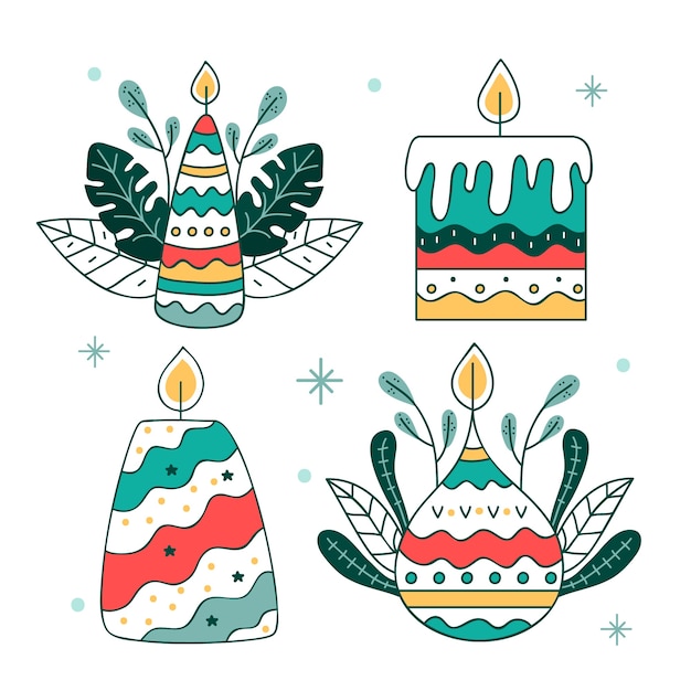 Vector gratuito colección de velas de navidad dibujadas a mano