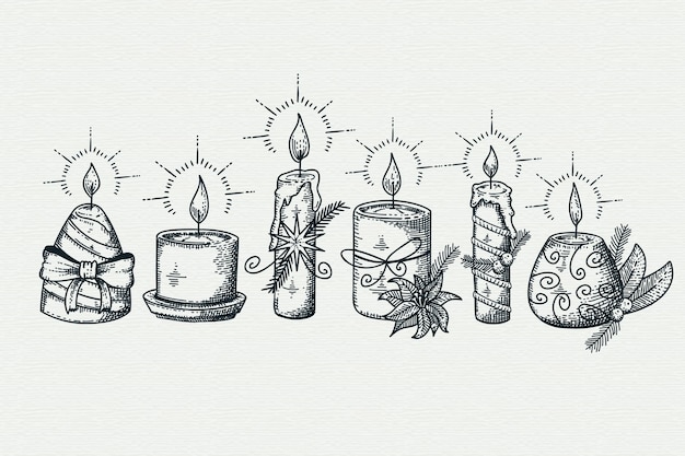 Vector gratuito colección de velas de navidad dibujadas a mano