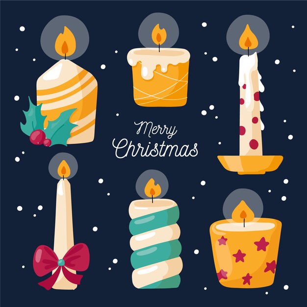 Colección de velas de navidad de diseño plano