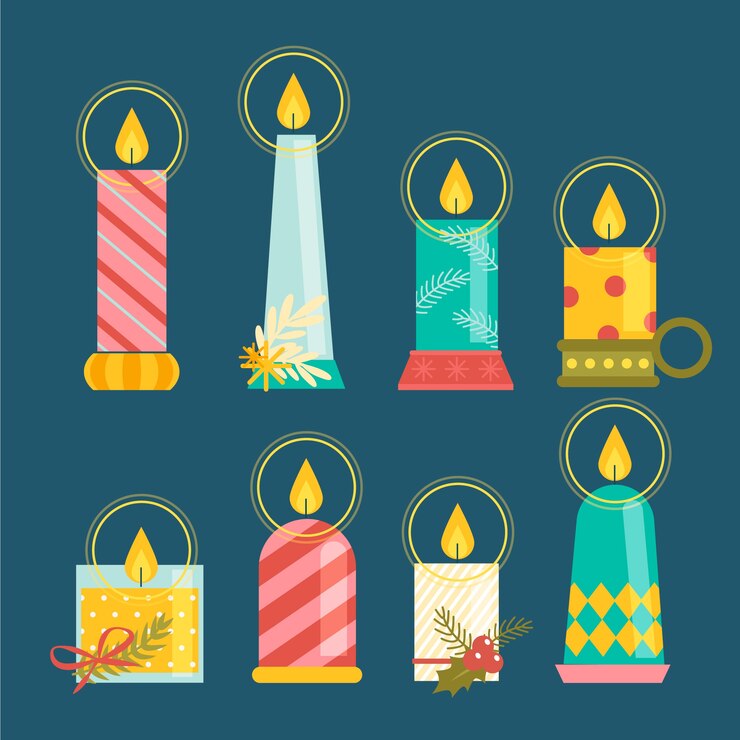 Vector gratuito colección de velas de navidad de diseño plano