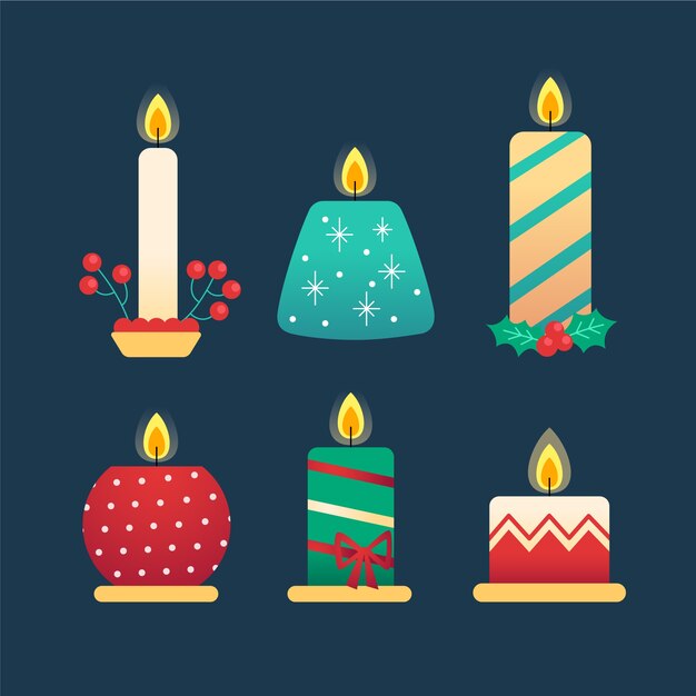 Colección de velas de navidad de diseño plano
