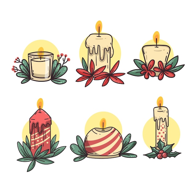 Colección de velas de navidad de diseño plano