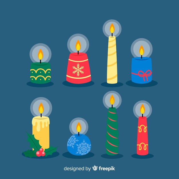 Colección velas navidad encendidas