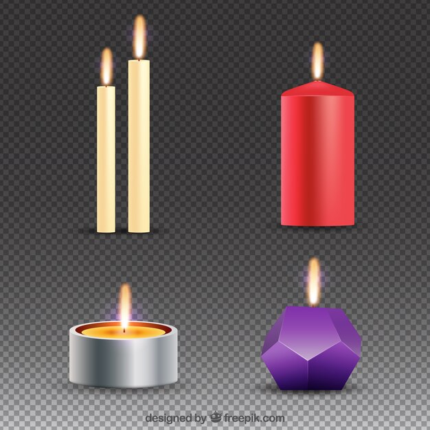 Colección de velas de navidad realistas