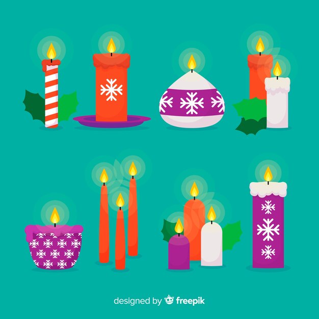 Colección de velas navideñas planas