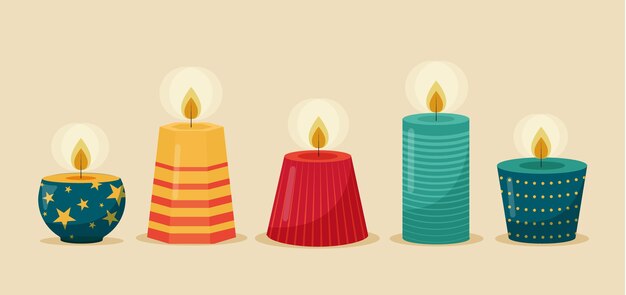 Colección de velas navideñas planas