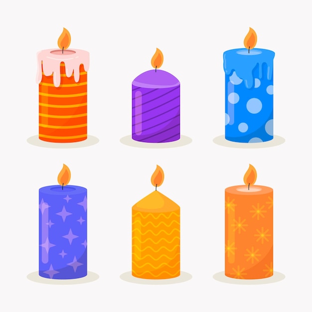 Colección de velas navideñas planas