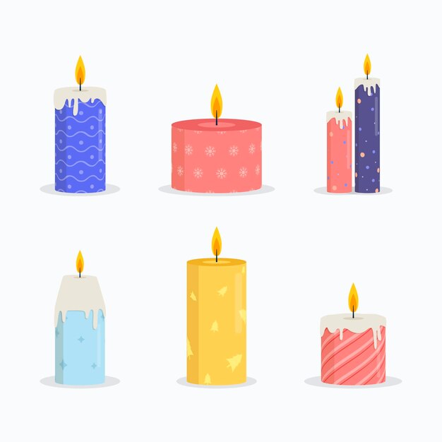 Colección de velas navideñas planas