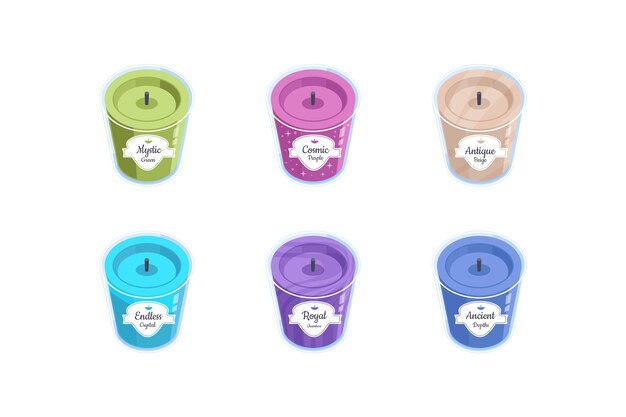 Colección de velas perfumadas de diseño plano