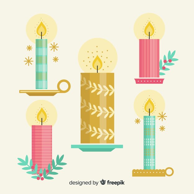 Colección velas planas pastel