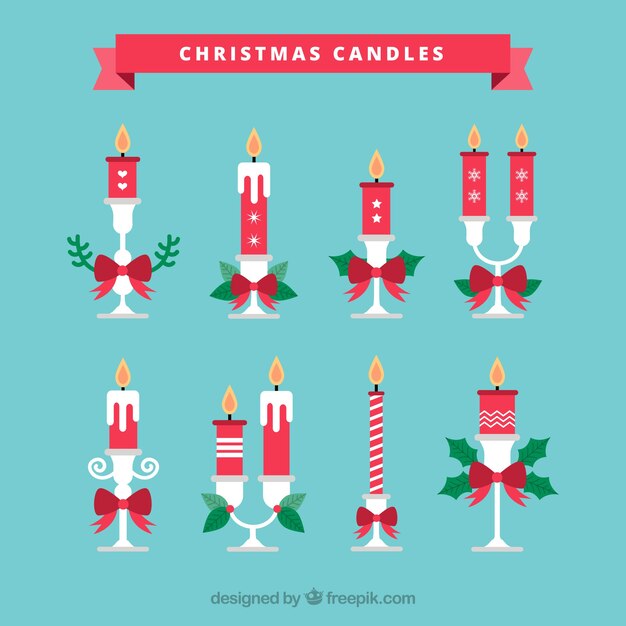 Colección de velas rojas de navidad