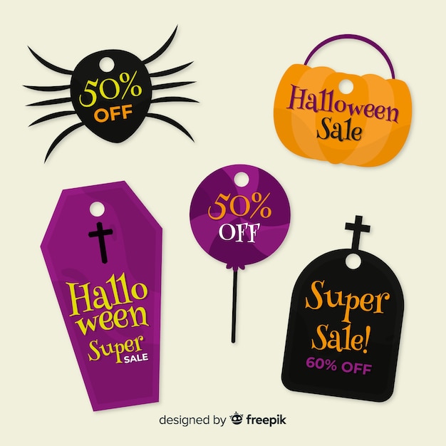 Colección de venta de halloween bagde en diseño plano