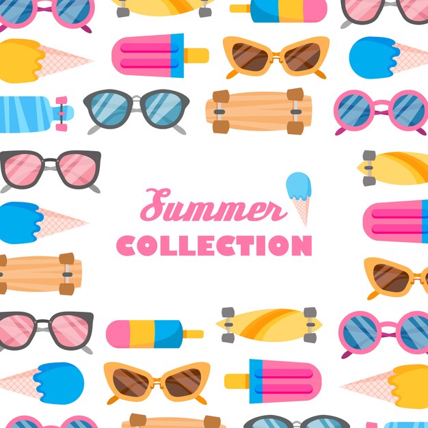 Colección de verano de objetos.