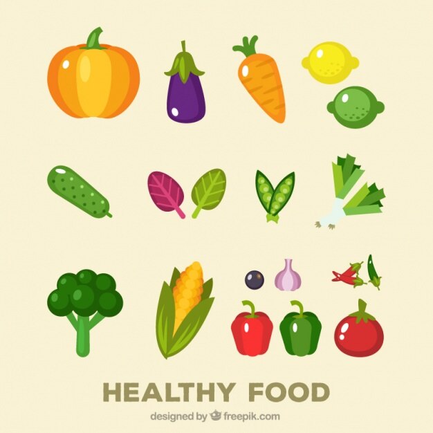 Colección de verduras coloridas en diseño plano