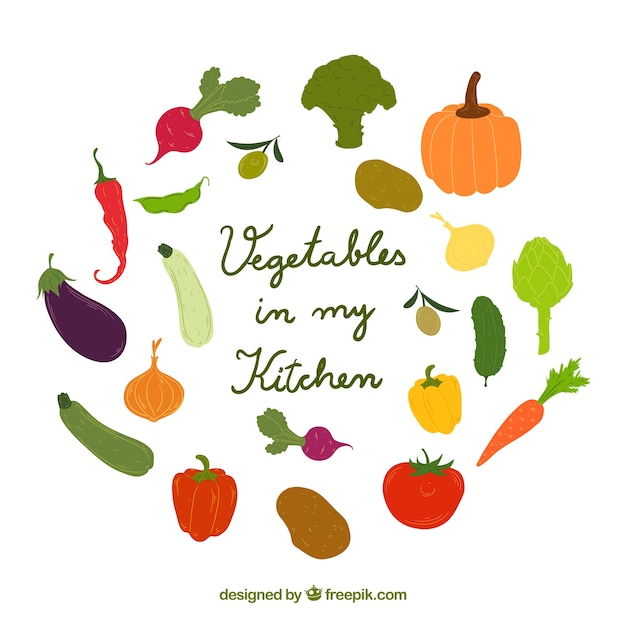 Vector gratuito colección de verduras dibujadas a mano