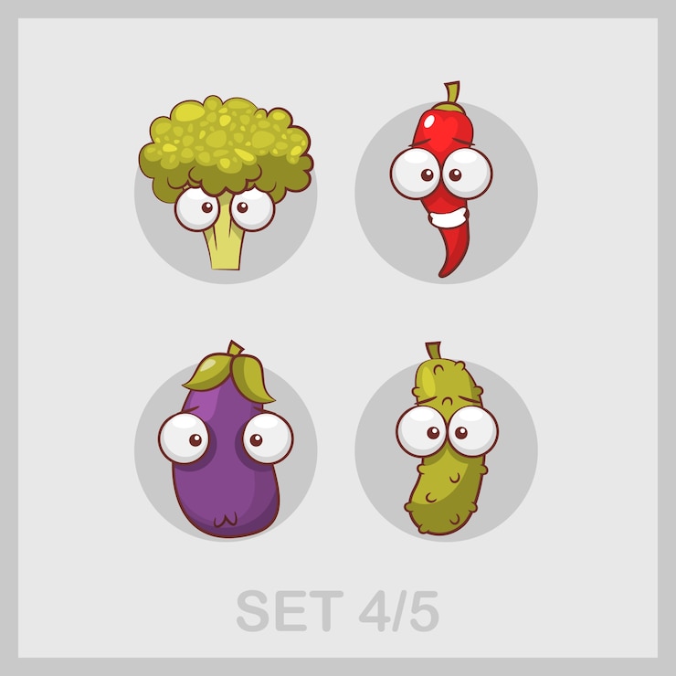 Vector gratuito colección de verduras divertidas