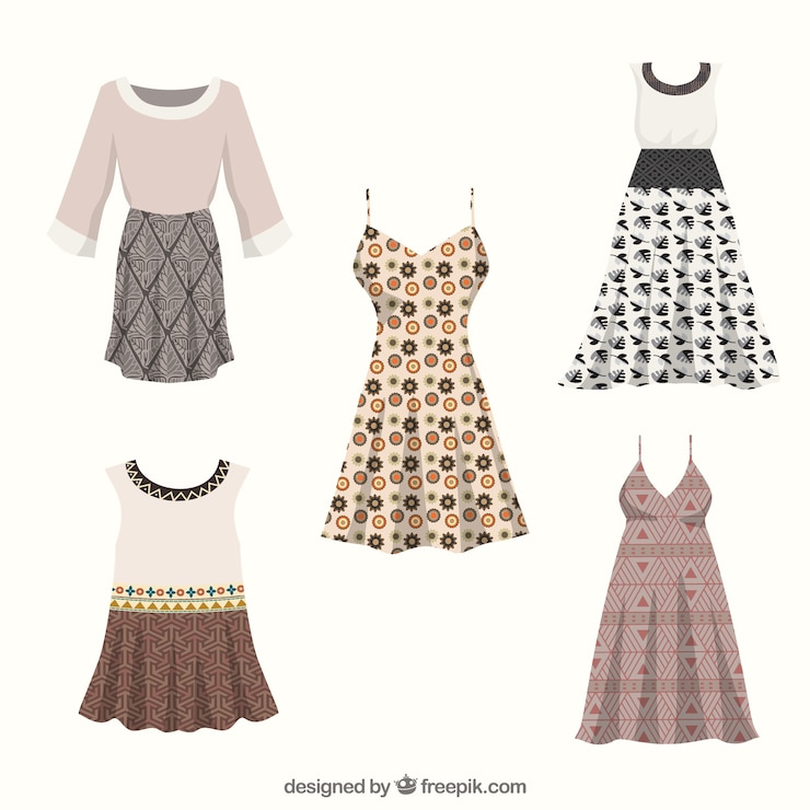 Vector gratuito colección de vestidos boho