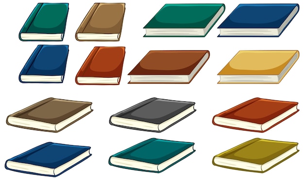 Vector gratuito colección vibrante de libros con portadas de colores variados