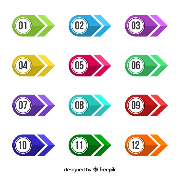 Colección de viñetas de flecha en diseño plano