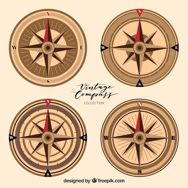 Vector gratuito colección vintage de brújulas