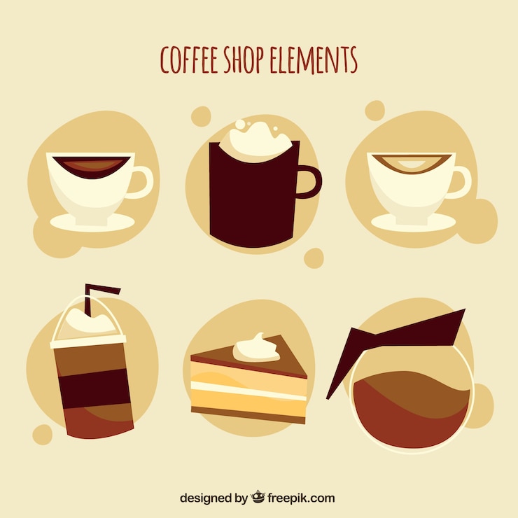 Vector gratuito colección vintage de elementos de café en diseño plano 