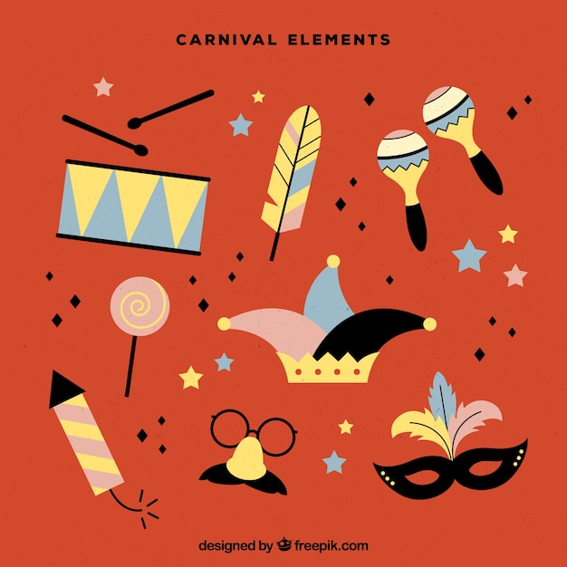 Colección vintage de elementos de carnaval