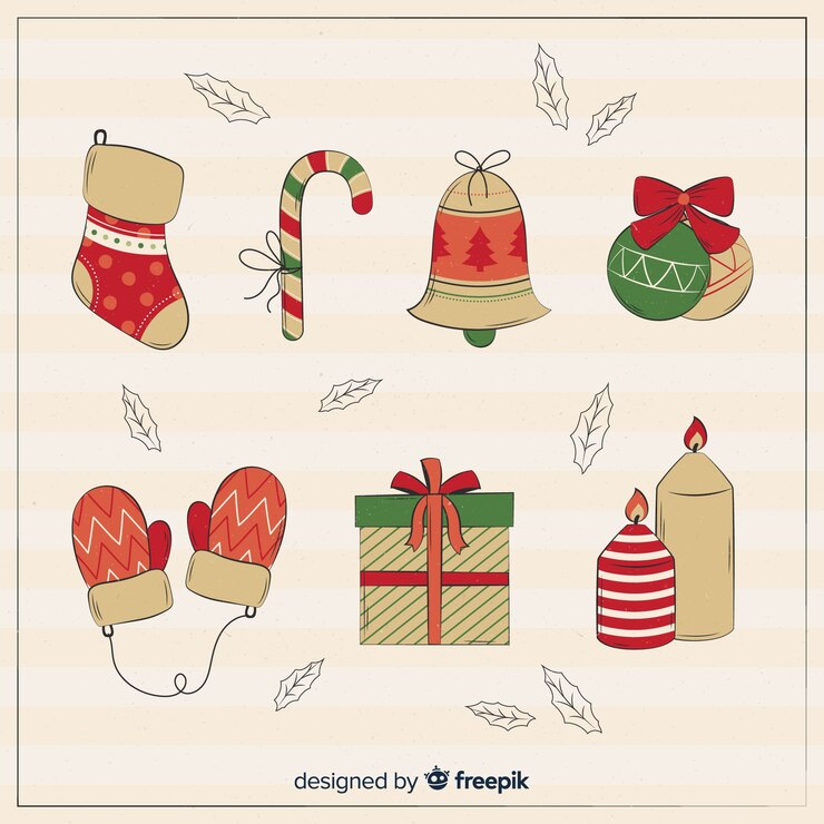 Vector gratuito colección vintage de elementos navideños
