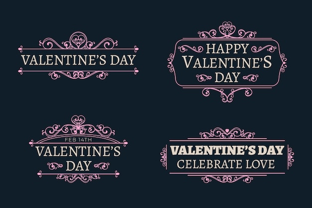 Vector gratuito colección vintage de etiquetas del día de san valentín