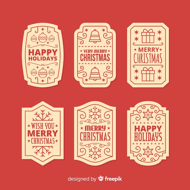 Vector gratuito colección vintage de etiquetas navideñas