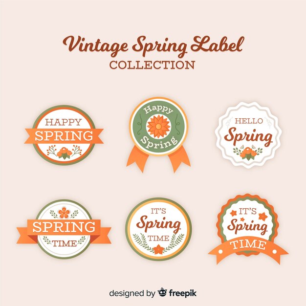 Colección vintage de etiquetas de primavera