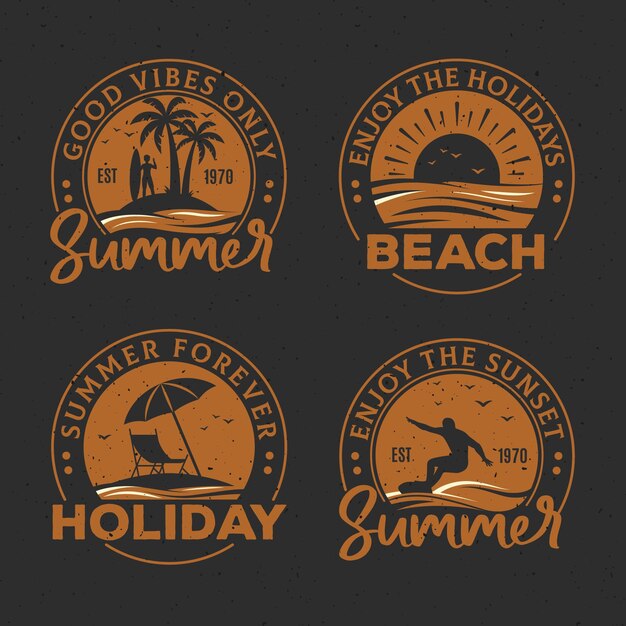 Colección vintage de etiquetas de verano