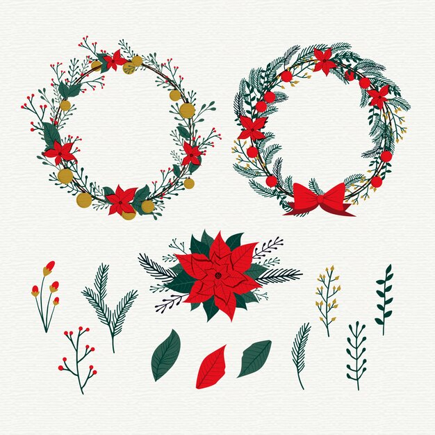 Colección vintage de flores navideñas