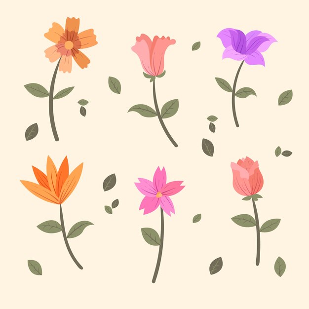 Colección vintage de flores de primavera