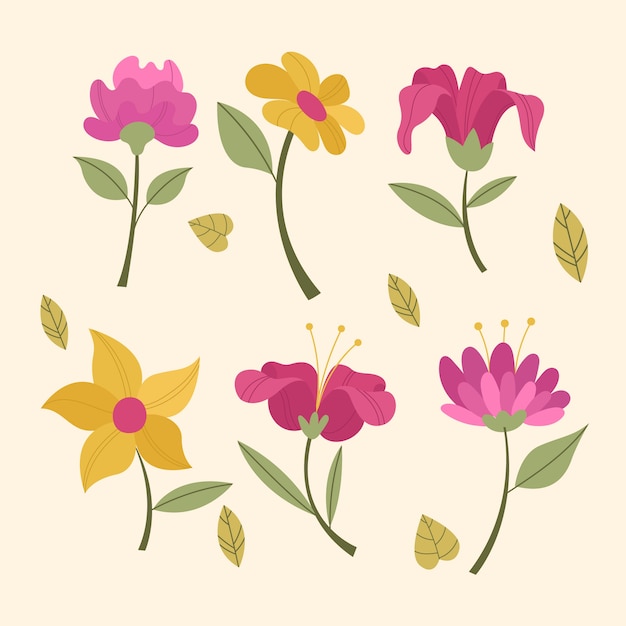 Colección vintage de flores de primavera