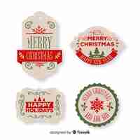Vector gratuito colección vintage de insignias navideñas