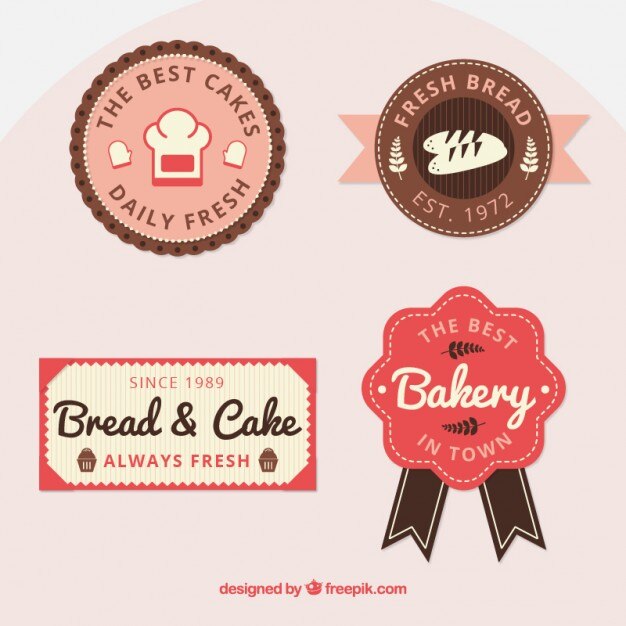 Colección vintage de insignias de panadería