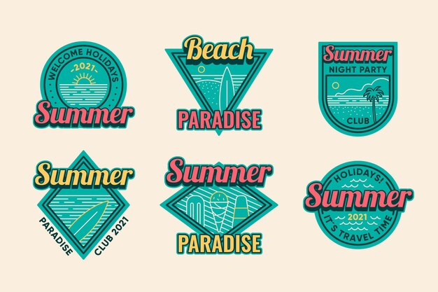 Colección vintage de insignias de verano