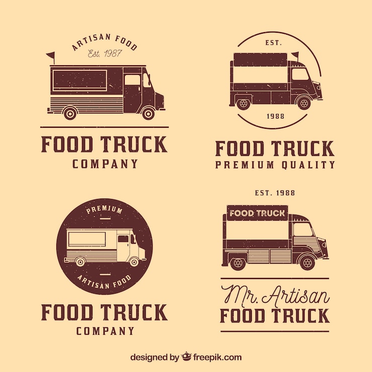 Vector gratuito colección vintage de logos de food truck