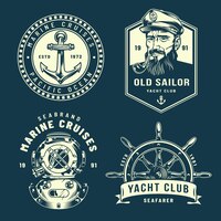 Vector gratuito colección vintage de logos náuticos