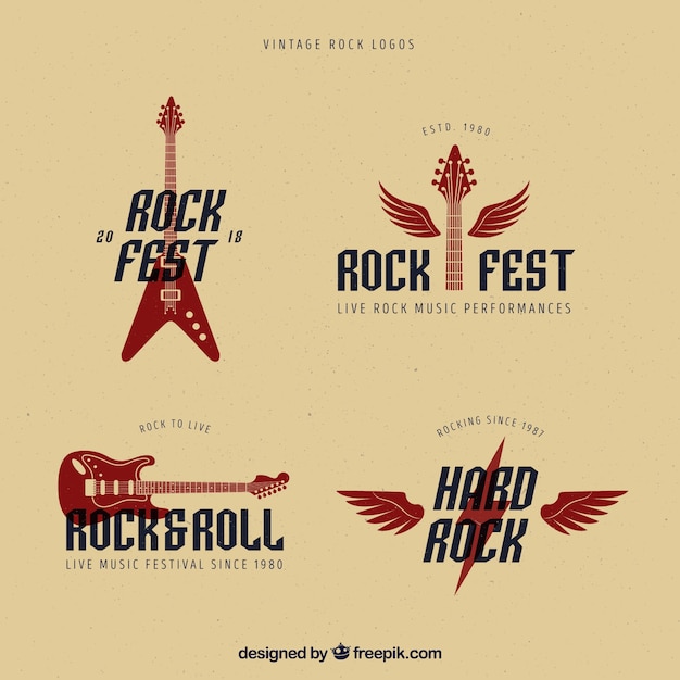 Vector gratuito colección vintage de logos de rock