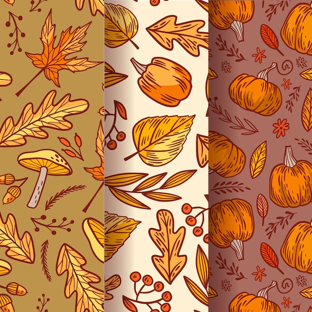 Colección vintage de patrones de otoño