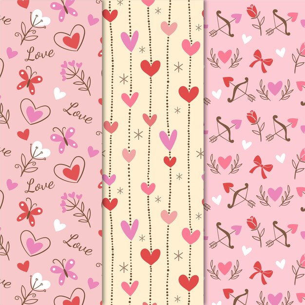 Colección vintage de patrones de San Valentín