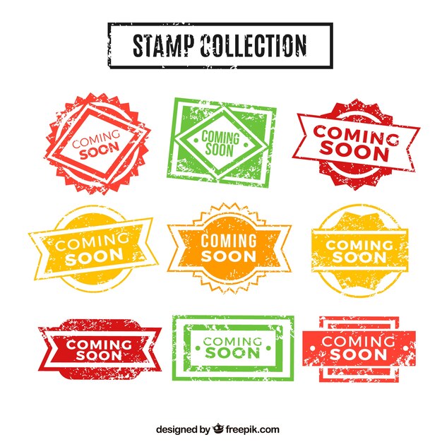 Colección vintage de sellos de próximamente