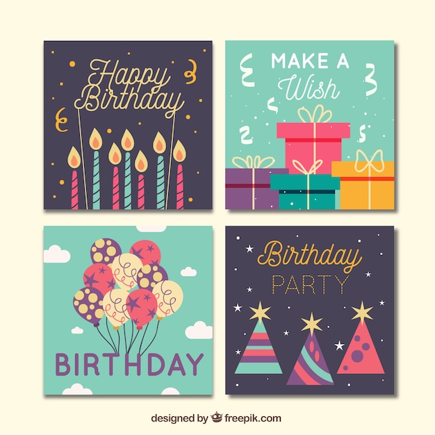 Vector gratuito colección vintage de tarjetas de cumpleaños