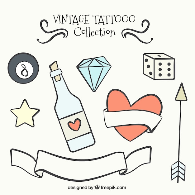 Vector gratuito colección vintage de tatuajes vintage