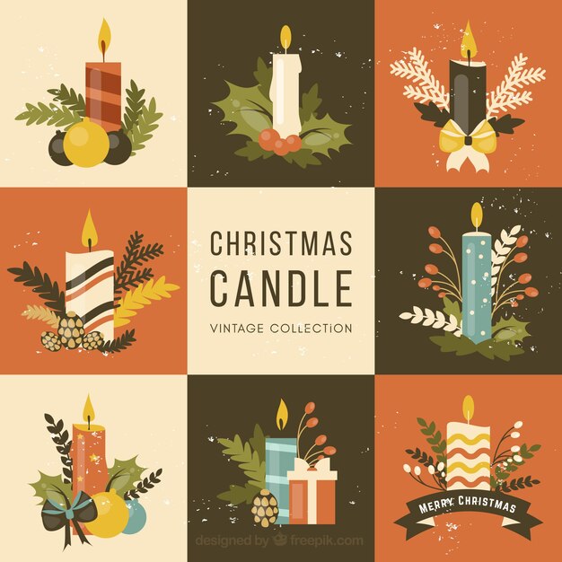 Colección vintage de velas de navidad