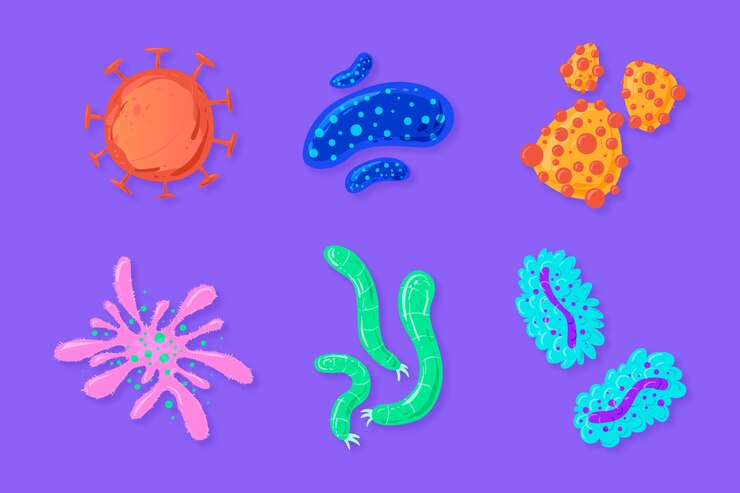 Vector gratuito colección de virus dibujados a mano